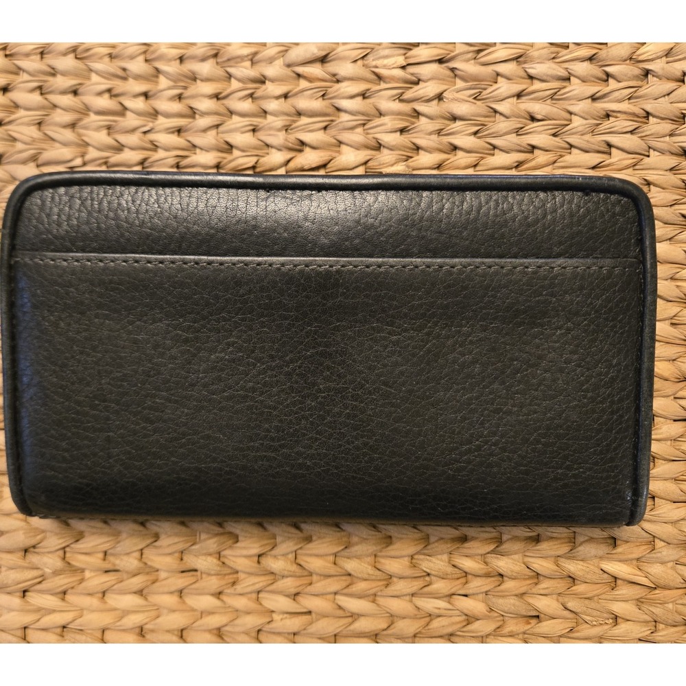 Black Leather Brighton Ferrara Folio Wallet Woven Texture Silver Accents *READ - Picture 2 of 11